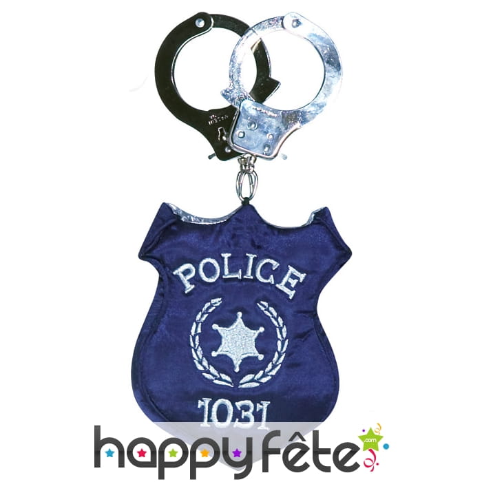 Sac à main menottes et badge de policier
