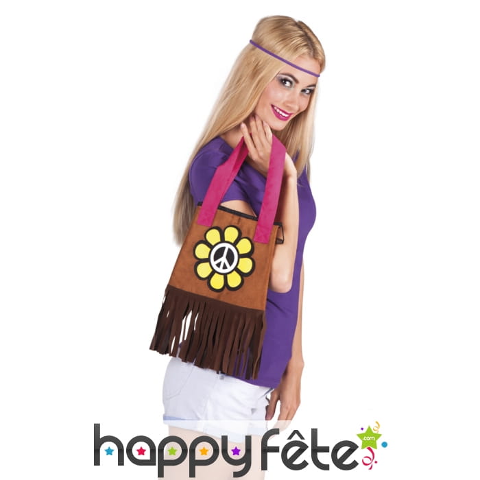 Sac à main peace and love avec franges