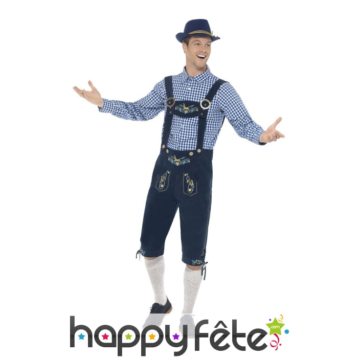 Salopette bavaroise bleue traditionnelle, homme