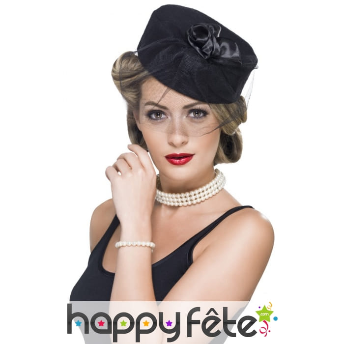 Set bijoux fausses perles blanches