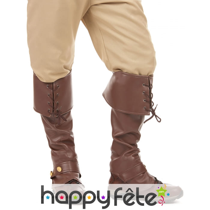 Sur-bottes marron avec lacets en simili cuir