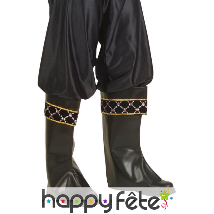 Sur-bottes noires motif pirate