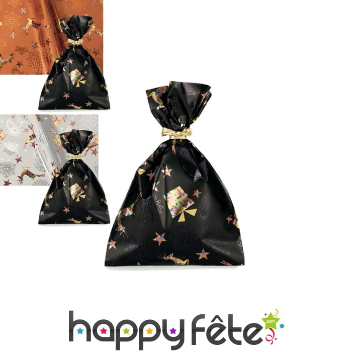 Sachet cadeau avec motifs festifs de Noël