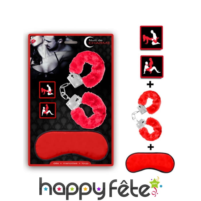 Set coquin avec menottes dés et loup pour adulte