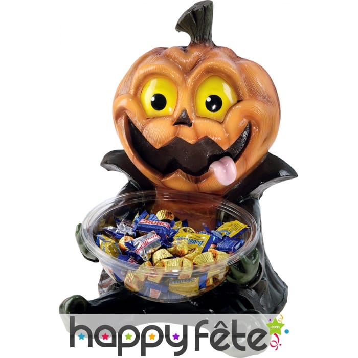 Statue citrouille avec saladier à bonbons, 47cm