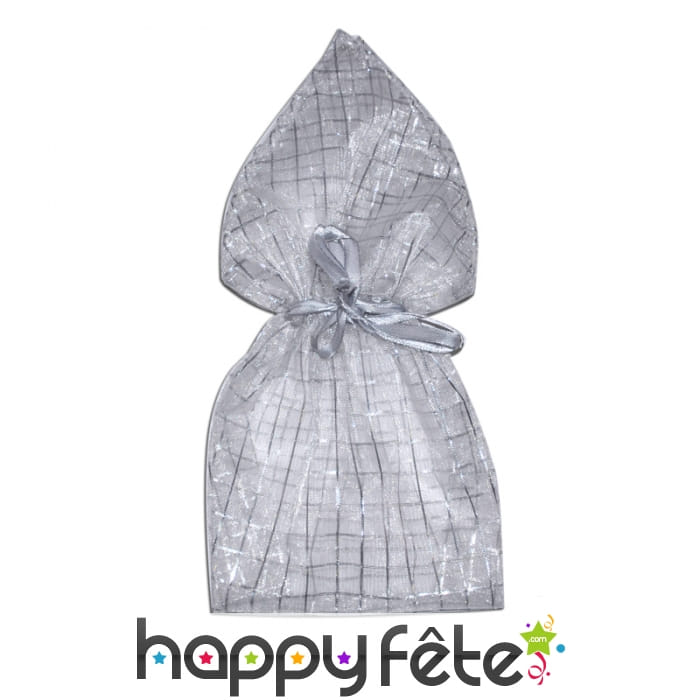 Sac cadeau blanc argenté en tissu
