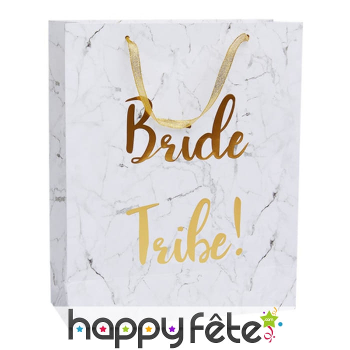 Sac-cadeau Bride Tribe blanc or