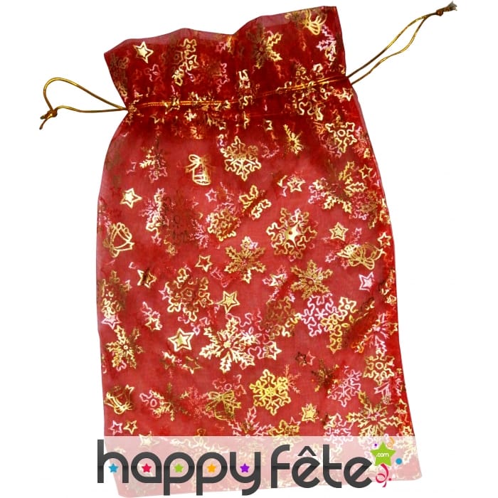 Sac cadeau de noël rouge doré de 20x18 cm