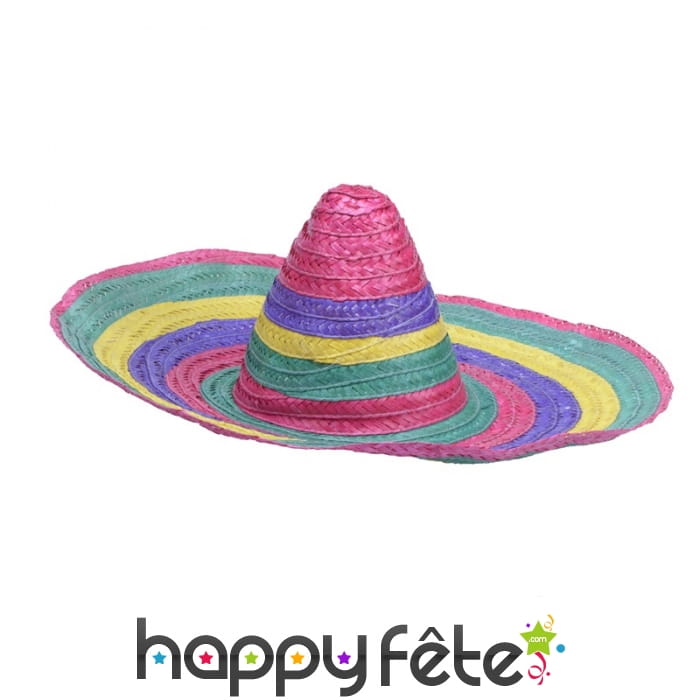 Sombréro coloré pour adulte, en paille