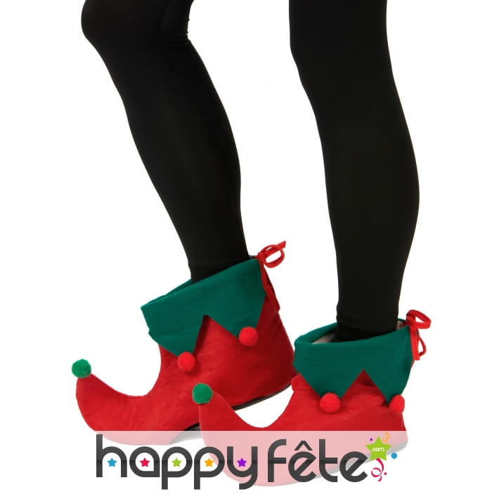 Sur-chaussures rouge et vert d'elfe