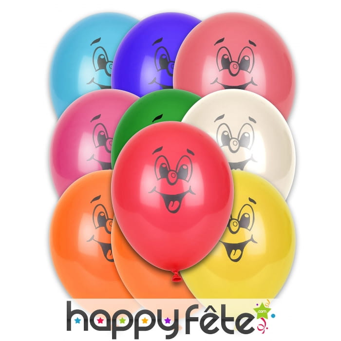 Sachat de 10 ballons visage souriant