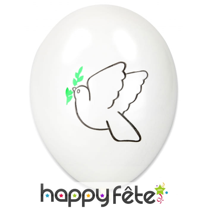 Sachet de 10 ballons colombe de la paix