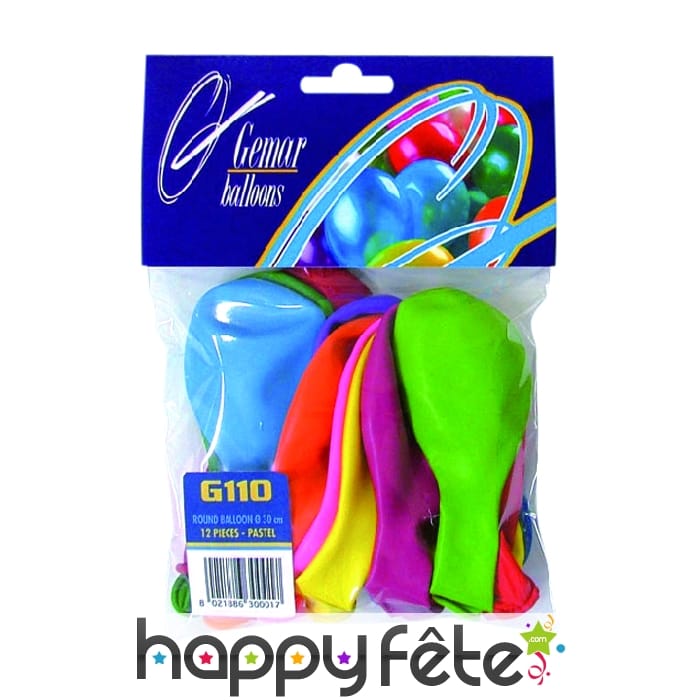 Sachet de 12 ballons multicolores