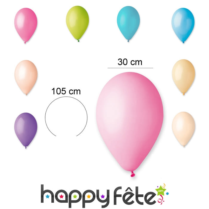 Sachet de 12 ballons pastels de 30cm