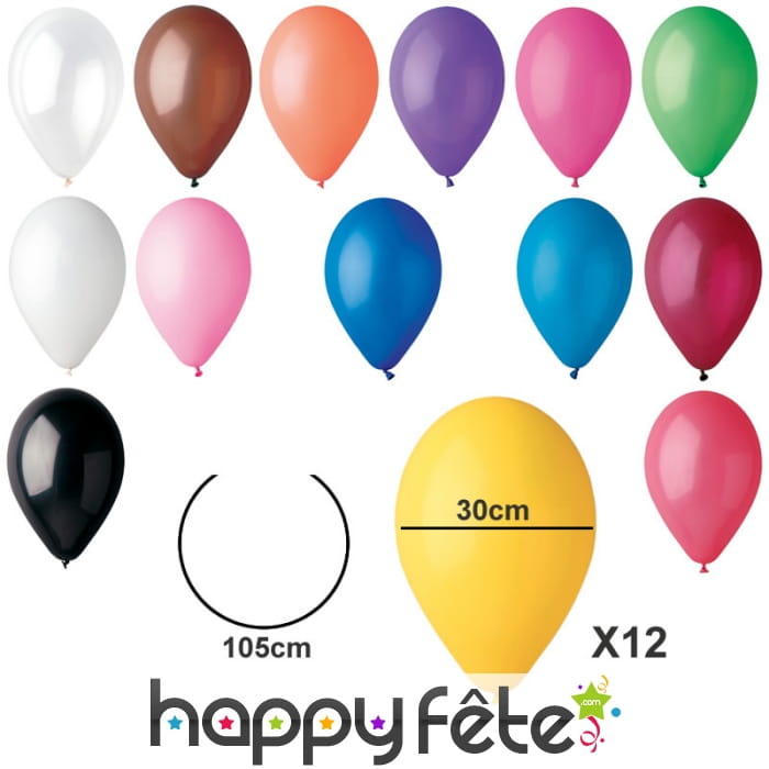 Sachet de 12 ballons standards de 30cm