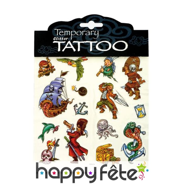Set de 12 tatoos pirates