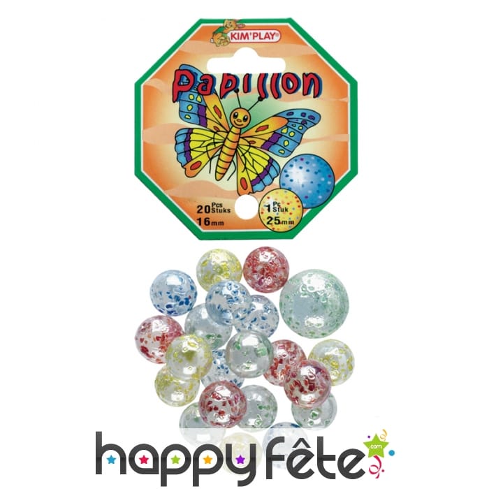 Sachet de 20 billes papillon avec calot