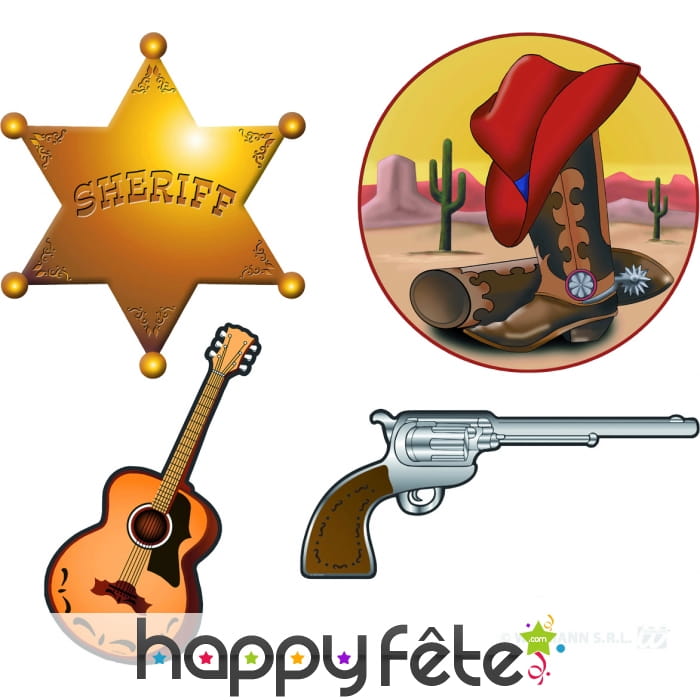 Set de 4 décorations du Western