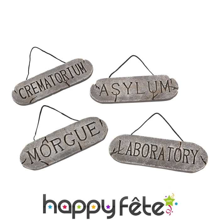 Set de 4 écriteaux Halloween à accrocher