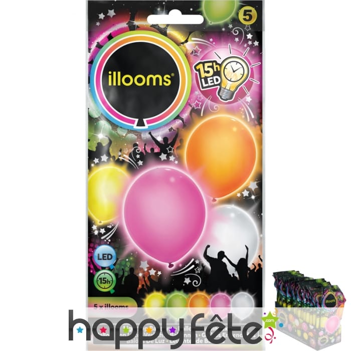 Set de 5 ballons multicolores et lumineux