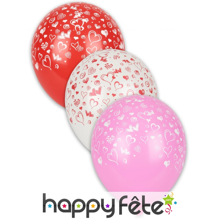 Sachet de 8 Ballons motifs petits coeurs