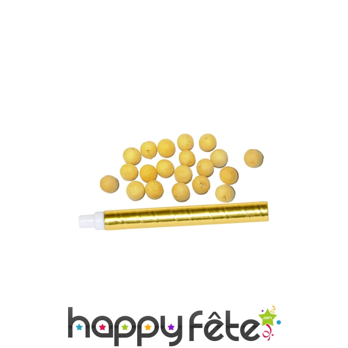 Sarbacane dorée avec boules jaunes