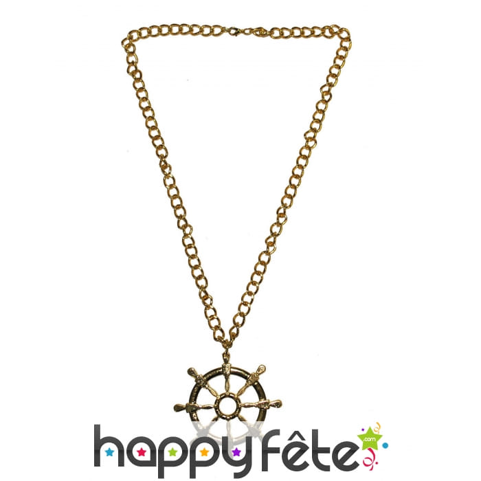Sautoir doré avec pendentif gouvernail