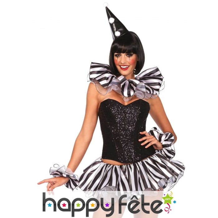 Set d'accessoire de arlequin blanc noir pour femme