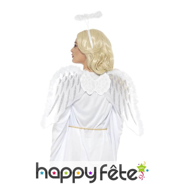 Set d'ange blanc, ailes et accessoires