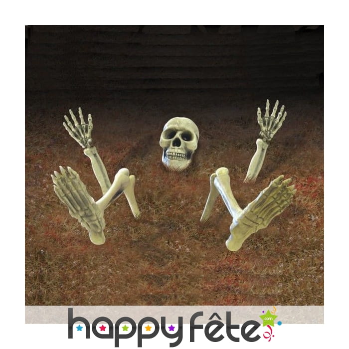 Squelette décoratif à moitié enterré