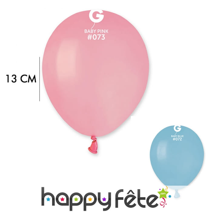 Sachet de ballons unis de naissance, 13 cm