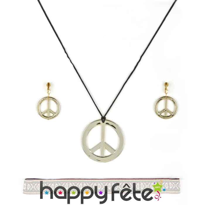Set de bijoux peace and love et bandeau