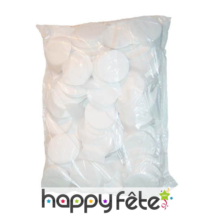 Sac de confettis rond blanc fluo