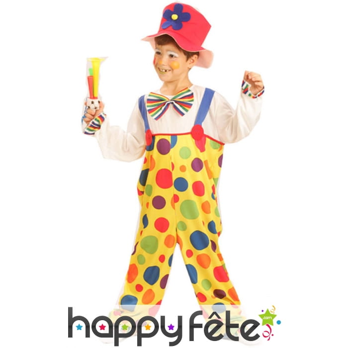 Salopette de clown multicolore pour enfant