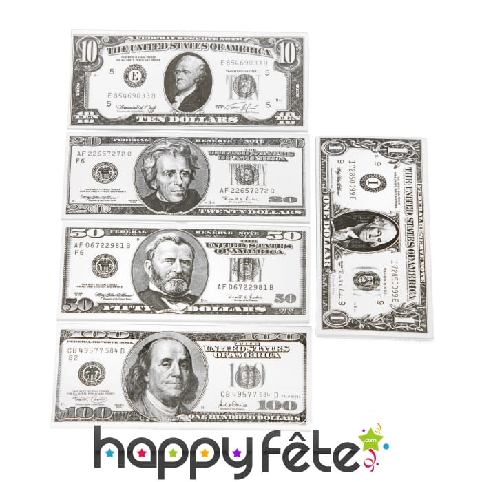 Set de faux dollars, billets