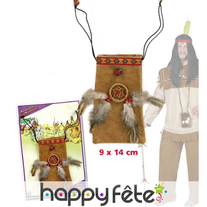 Sacoche d'indien marron avec cordelette