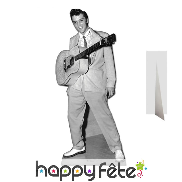 Silhouette du King avec sa guitare, noir et blanc