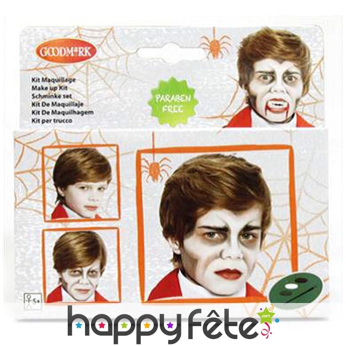 Set de maquillage de vampire pour enfant, à l'eau