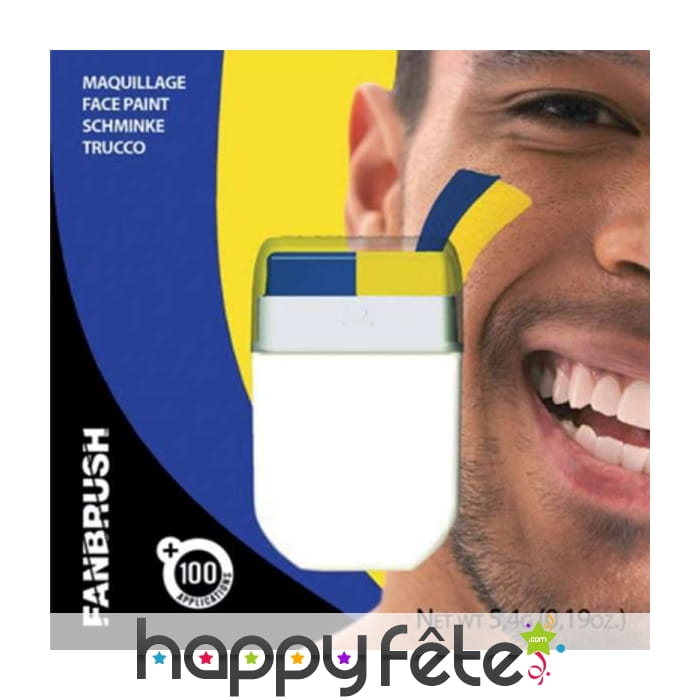 Stick de maquillage bleu et jaune