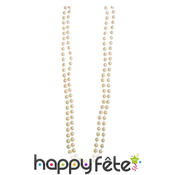 Sautoir de perles blanches en plastique