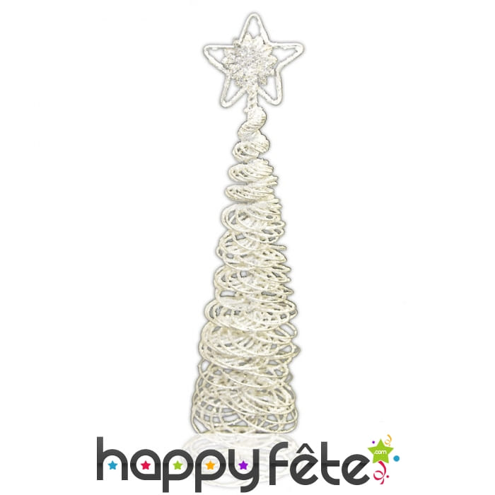 Sapin de table moderne blanc argenté de 27cm