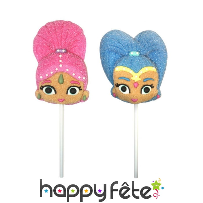 Sucette des têtes Shimmer and Shine en marshmallow