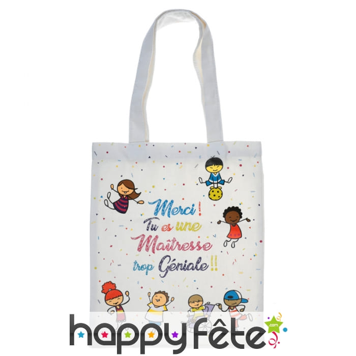 Sac en coton imprimé merci maitresse
