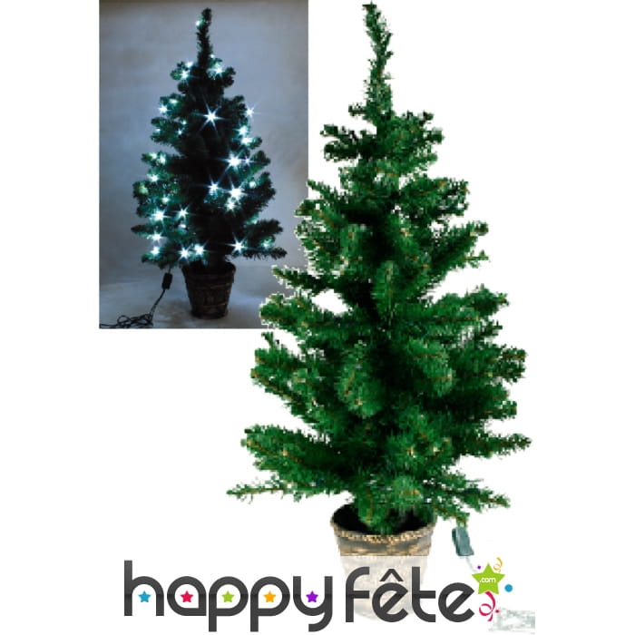 Sapin en fibre optique blanche de 90 cm