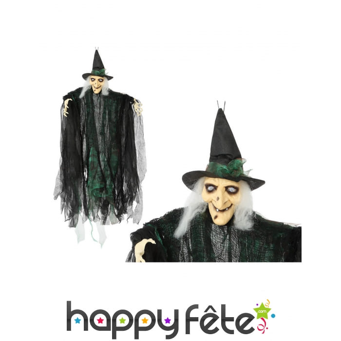 Sorcière effrayante lumineuse à suspendre, 1,10 m