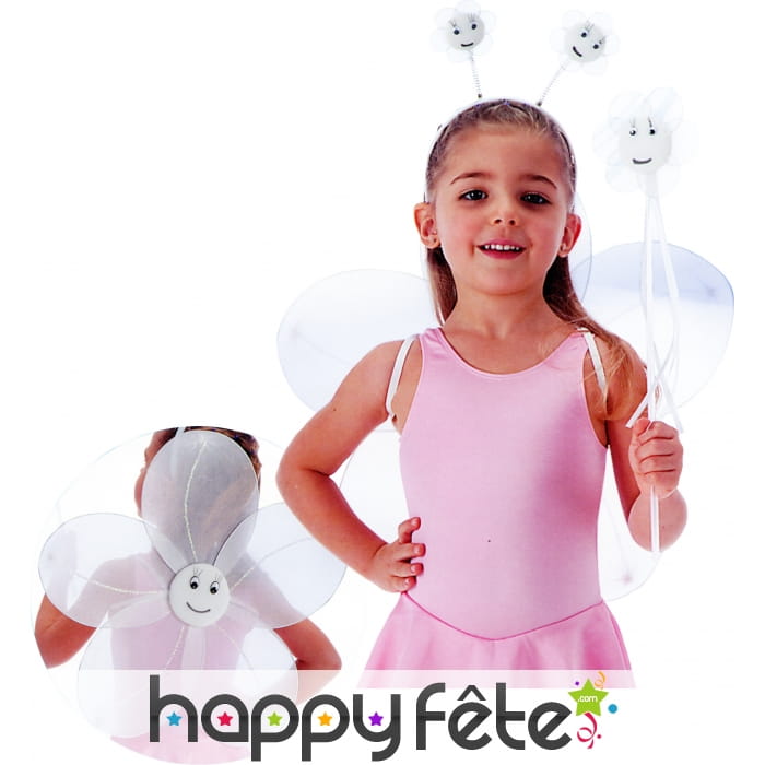 Set fleur pour enfant couleur blanche.