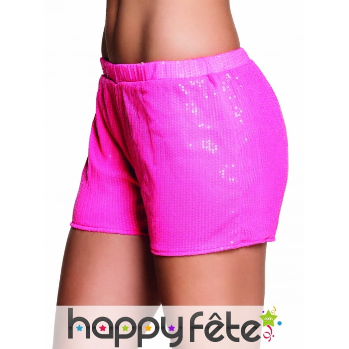 Shorty fluo rose recouvert de sequins