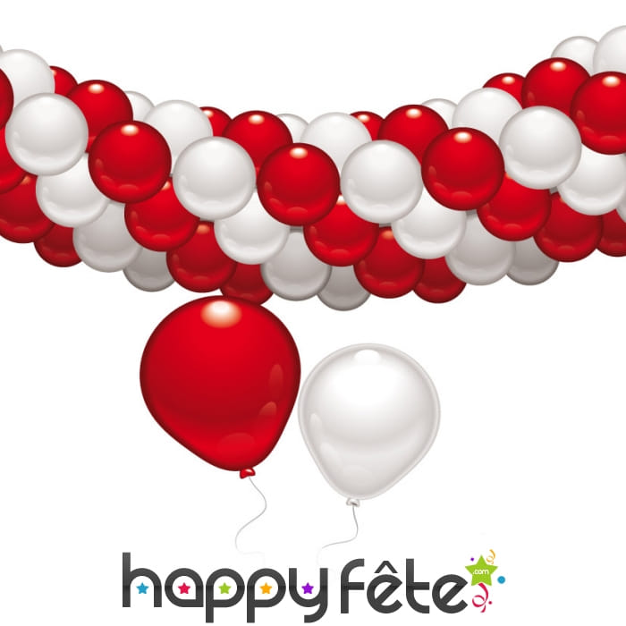 Set guirlande de ballons rouges et blancs