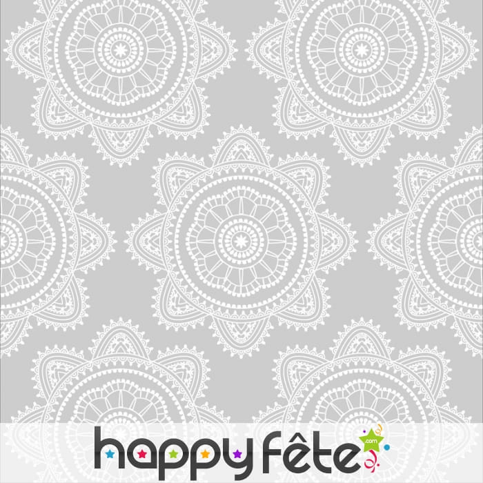 Serviettes grises imprimé mandala blanc