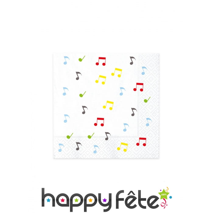 Serviettes imprimées de notes de musique colorées